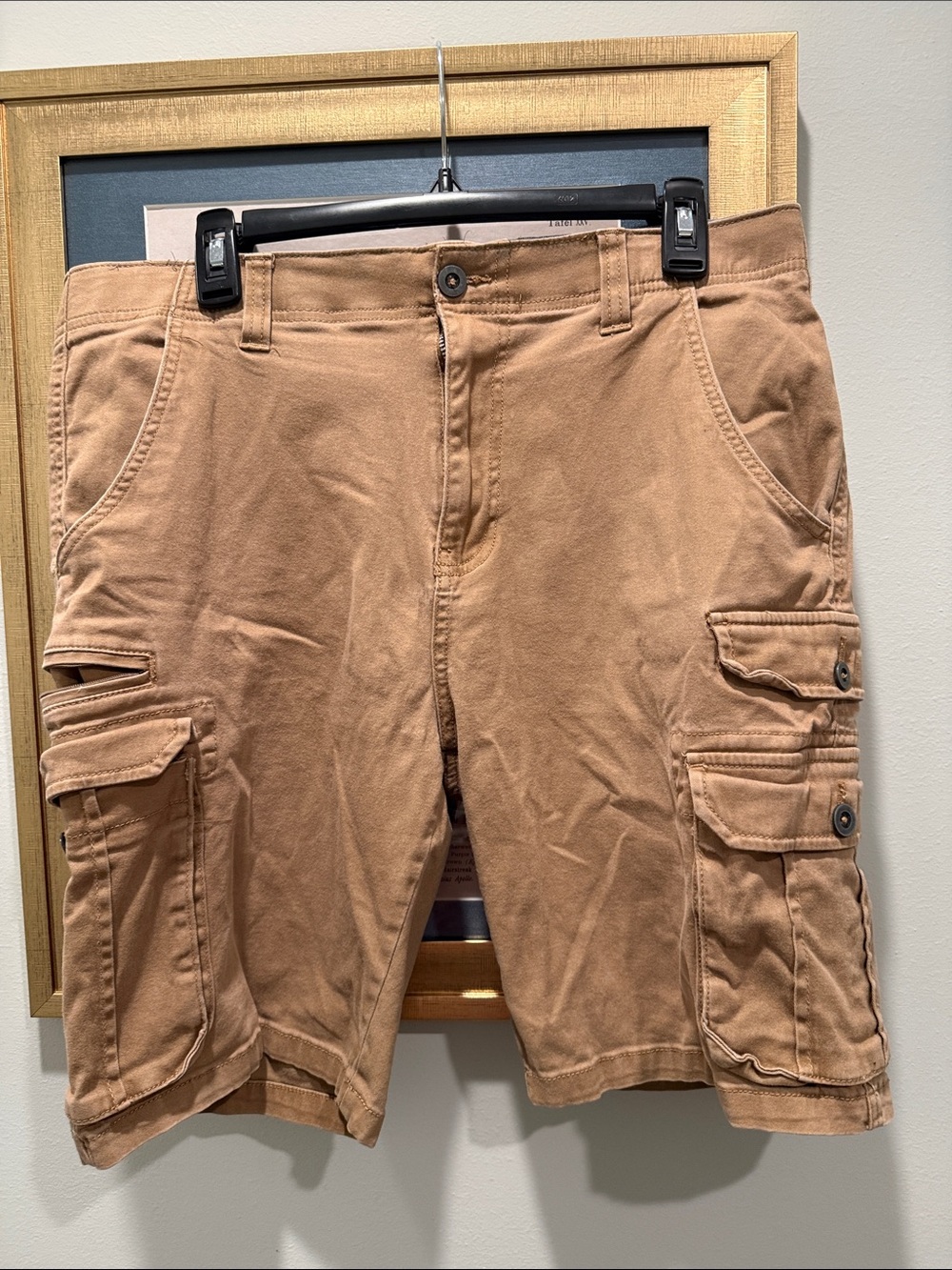 Men's Cargo Shorts in Tan with Multi-Pocket Utility Design